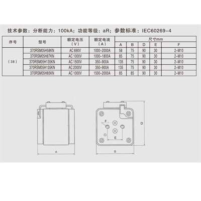370RSM05H58KN 1000A1250A1600A2000A690V 沪熔H型快速熔断器可定