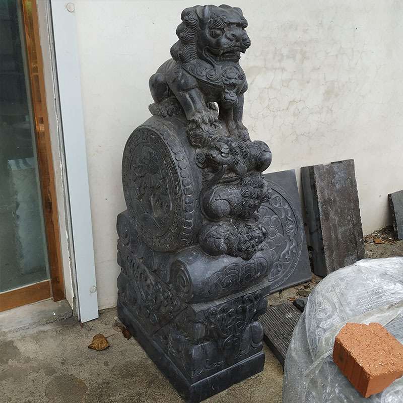 青石仿古门墩室内抱鼓石貔貅石鼓门口石狮子装饰家用摆件一对