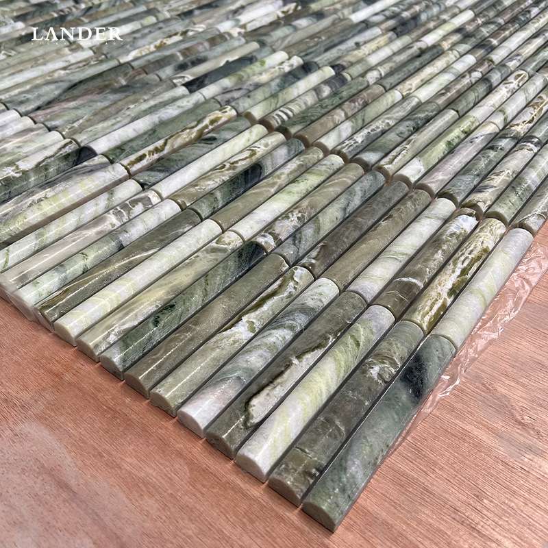 工厂直销天然大理石3D立体洞石马赛克圆弧大理石餐厅吧台背景装饰