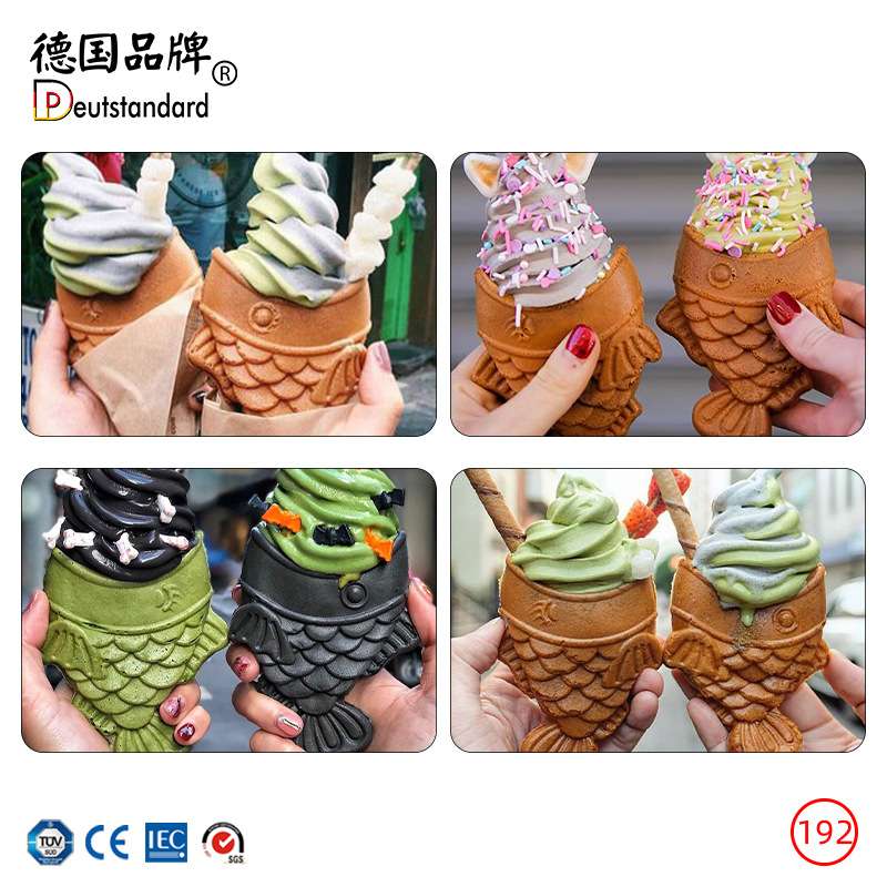 鲷鱼烧机冰淇淋鲷鱼烧雪糕皮鱼型开口鱼雪糕壳华夫饼烘烤炉小鱼饼