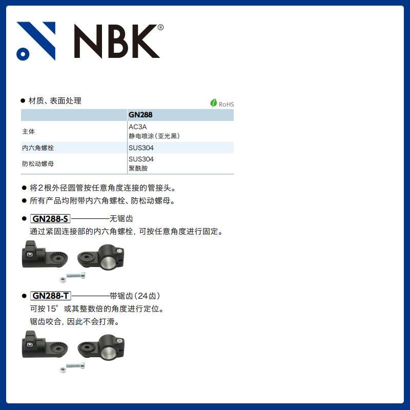 NBK GN288 管接头自由 线性引动器 直线运动部件配件 厂家直供