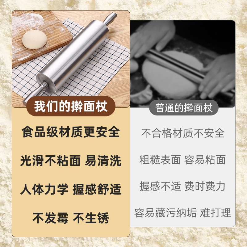 铝合金擀面杖 不擀面擀饺子皮面粉棍 擀面棒烘焙工具擀饺子皮