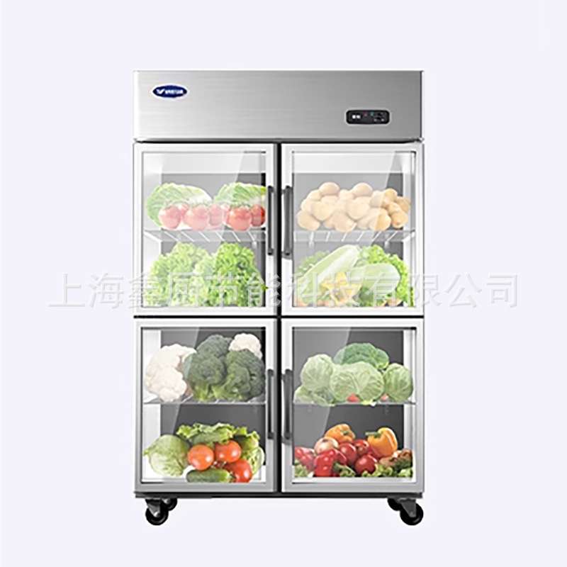 银都双门饮料柜商用冰柜双门立式冰箱陈列柜超市冷藏风冷展示柜