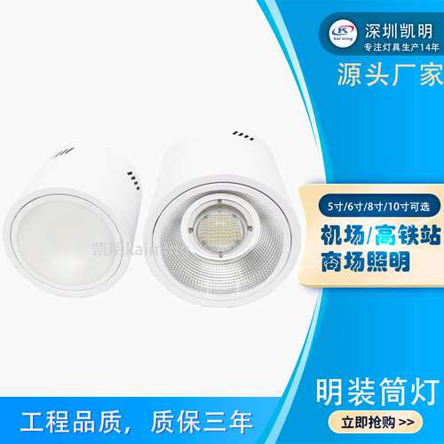 50W明装筒灯 LED8寸开孔200MM大功率60W 80W 100W 120W明装筒灯