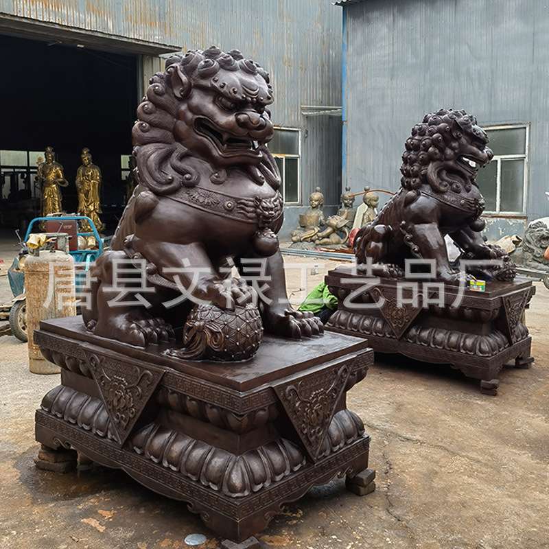 铜雕狮子大型户外酒店门口雕塑装饰纯铜北京狮宫门狮摆件厂家