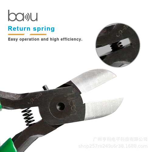 巴酷BA-62D工具切割钳剪线钳Cr.V60铬钒钢小型扁嘴钳4.5寸老虎钳