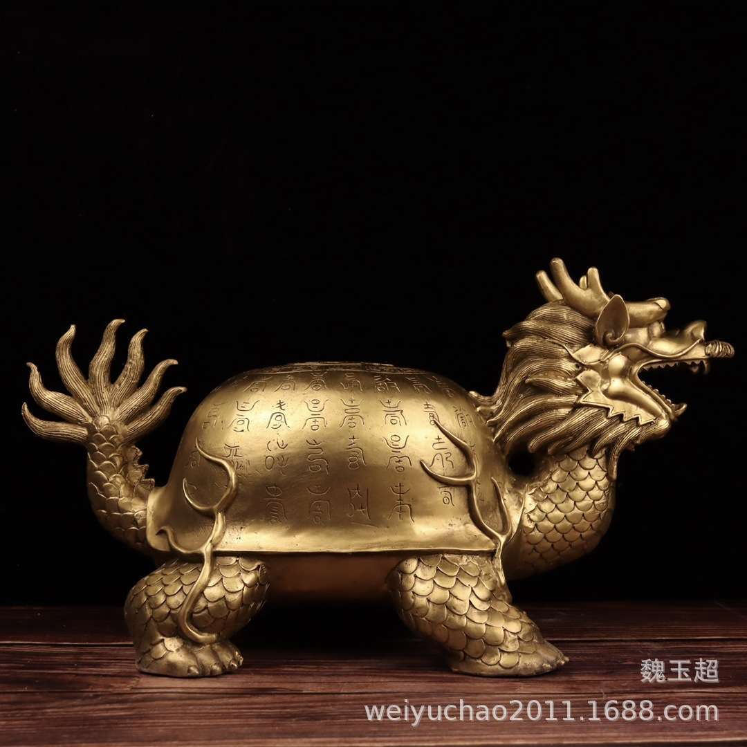 纯铜龙龟摆件百寿字龙头龟长寿龟家居饰品乌龟百寿龟摆件