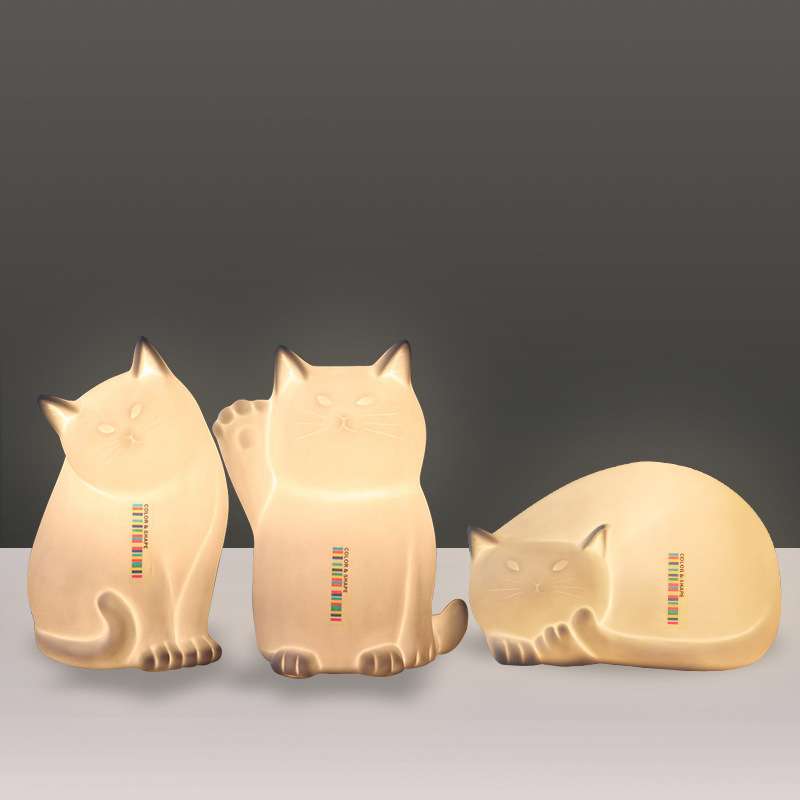 猫咪灯饰创意陶瓷台灯具卧室装饰摆件工艺品 桌灯创意陶瓷夜灯