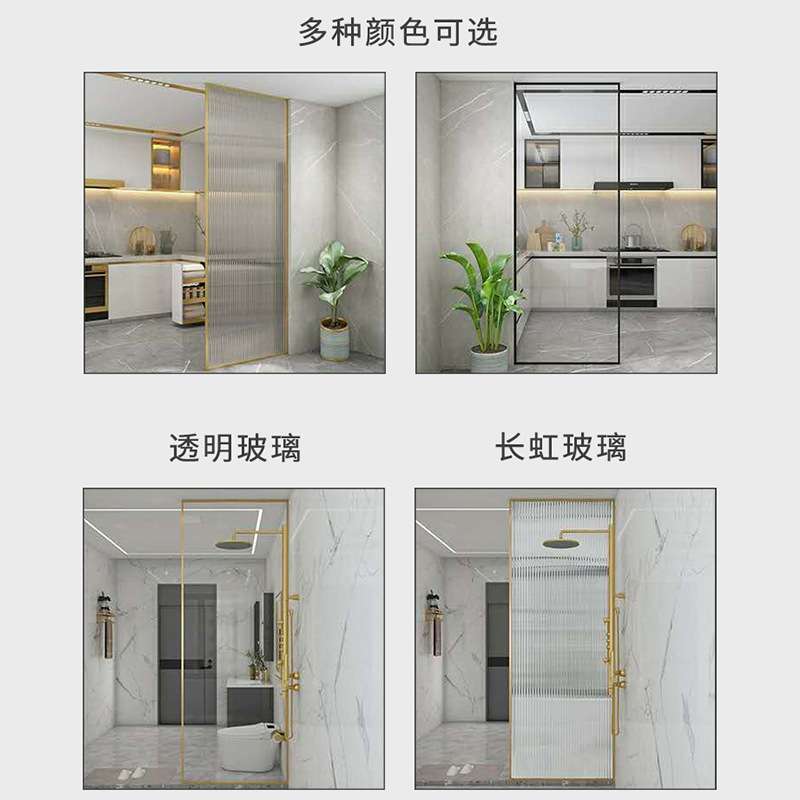 隔断门极窄轻奢玄关平开门客厅卫生间夹丝玻璃酒店隔断玻璃推拉门