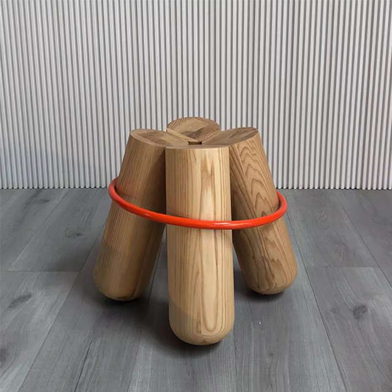 北欧简约设计师金属实木凳大象腿凳子客厅矮凳艺术装饰摆件小凳子