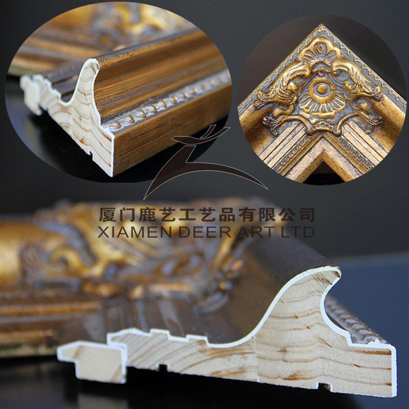 欧式实木角花框仿古金做旧画框 可定制长方形木画框