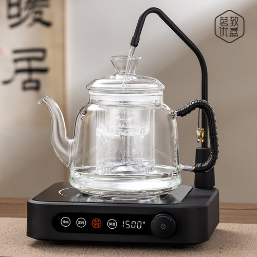 新款自动上水电陶炉煮茶炉器烧水蒸煮一体全玻璃茶壶大容量养生壶