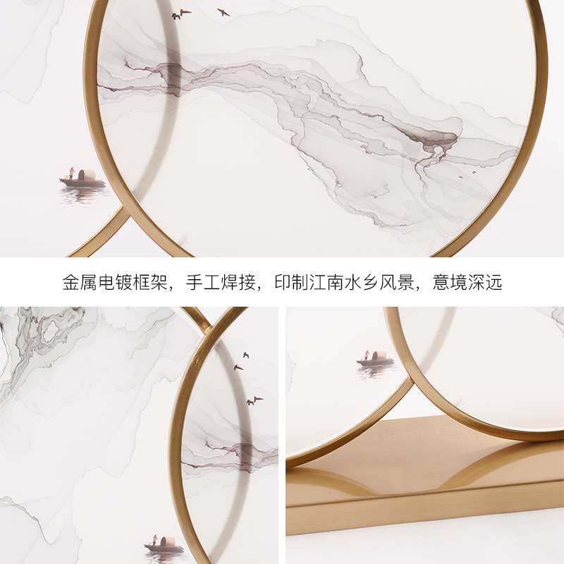 新中式山水亚克力禅意摆件古典样板房茶庄书房办公室玄关软装摆件