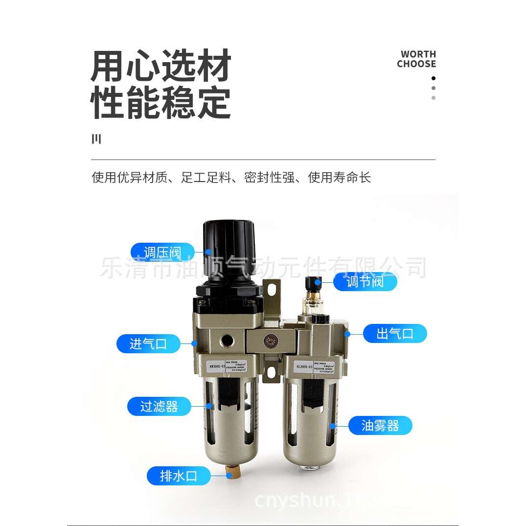 SMC型 AC3010-03气源处理二联件G3/8 40μ 气泵专用油雾器过滤器