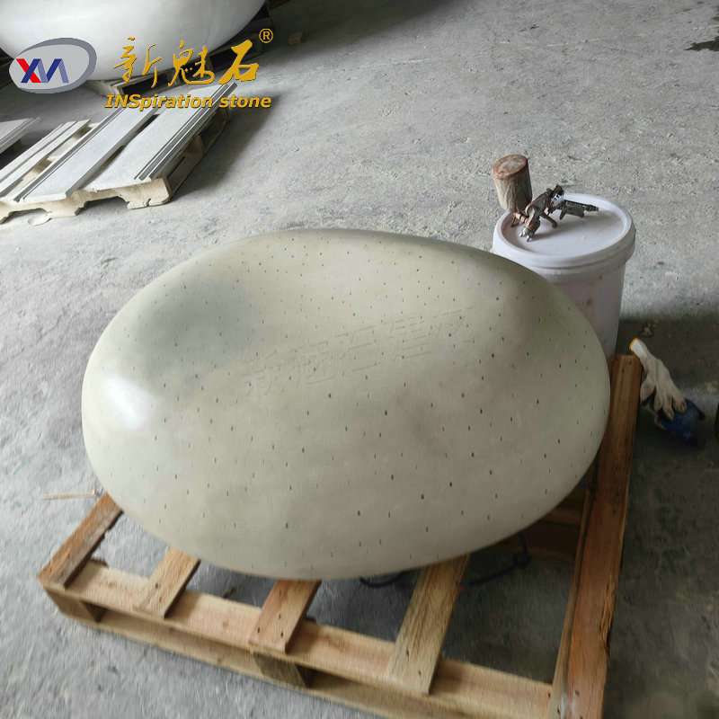 人造石鹅卵石坐凳圆凳户外海滩防水透光混凝土鹅卵石休闲椅艺术凳