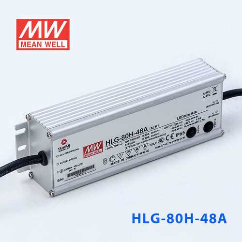 明纬42V LED电源80W HLG-80H-42AB 1.95A可调42V恒压+调光7年质保