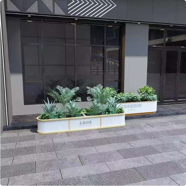 户外不锈钢花箱组合铁艺成品种植花盆庭院商业街室外花槽花架