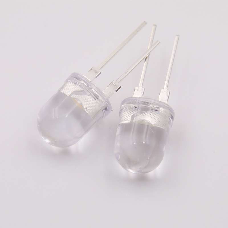大功率10MM圆头透明大支架0.5W红黄蓝绿暖白光高亮F10直插LED灯珠