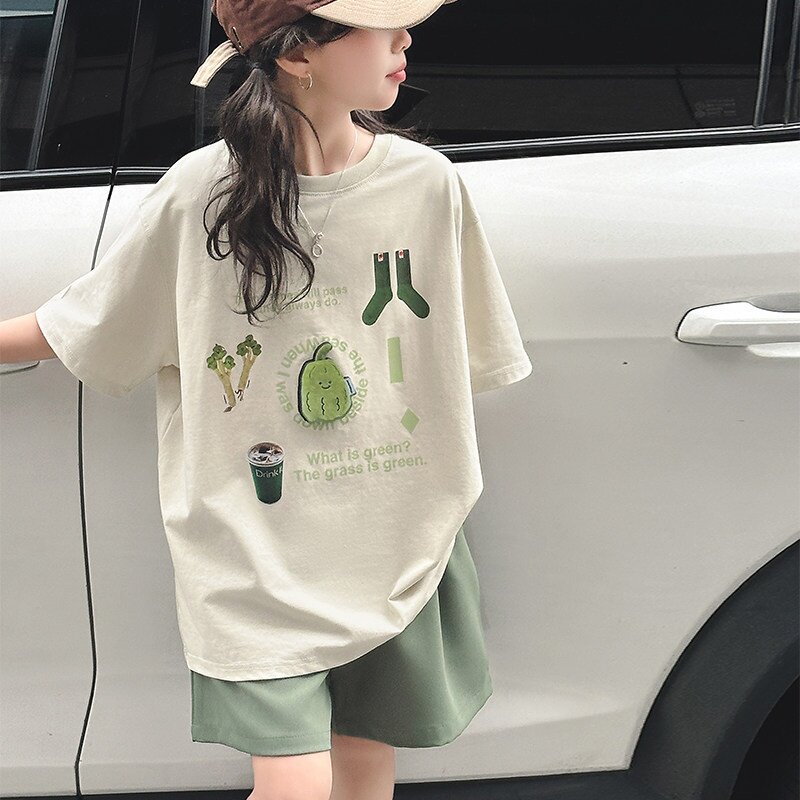 女童夏季短袖短裤两件套洋气