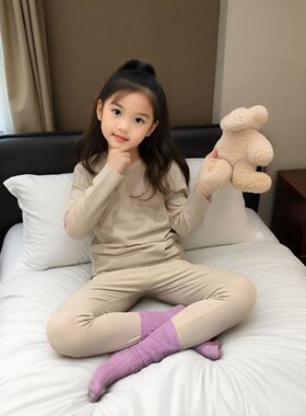 女童德绒保暖内衣套装秋冬