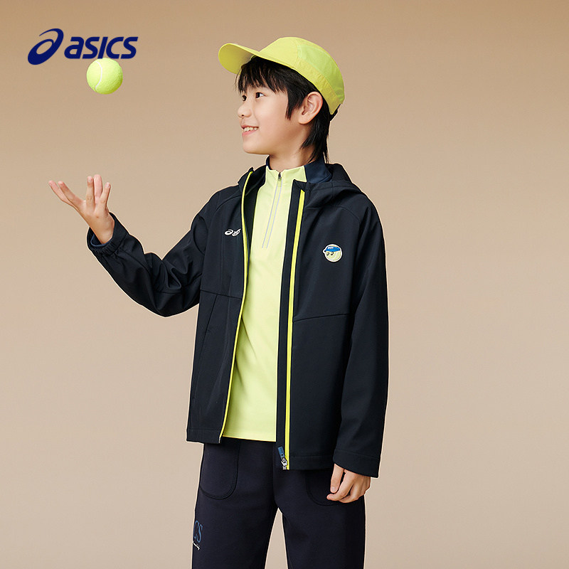 ASICS/亚瑟士童装25年秋季三防软壳外套防风透湿运动休闲梭织便服