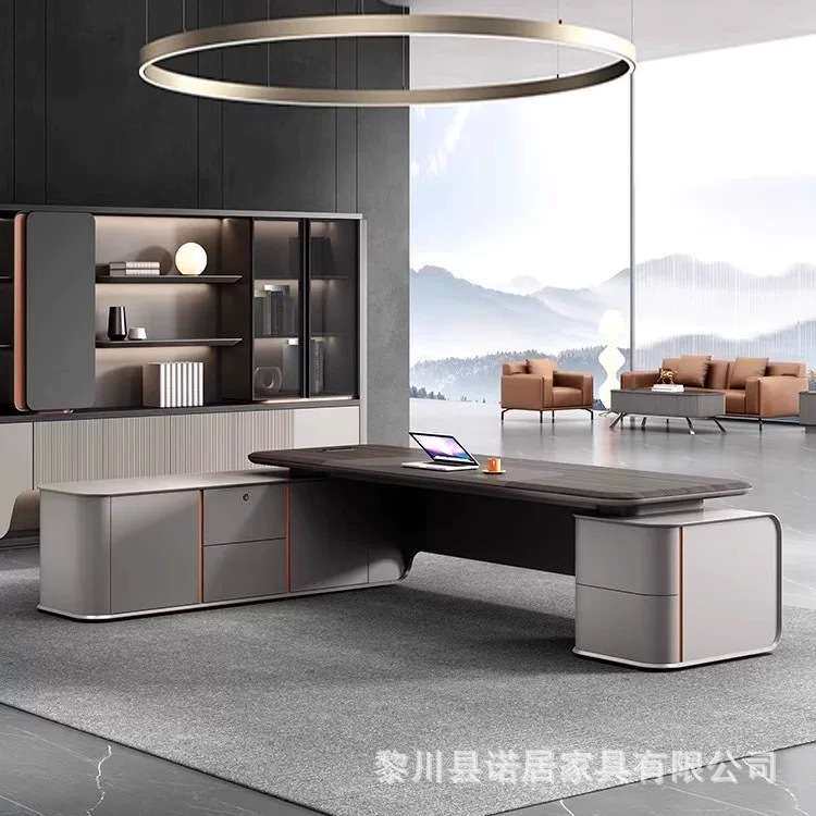 吸塑高档老板桌简约现代总裁大班台董时尚轻奢事长办公室办公桌椅
