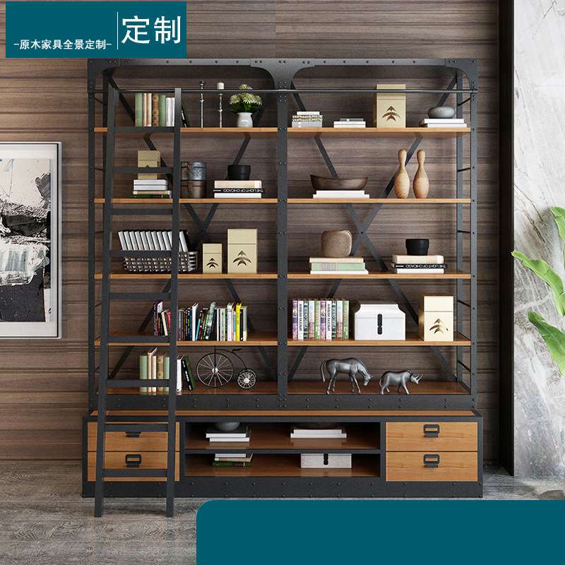 LOFT工业风落地置物架办公室公司装饰收纳架子民宿卧室储物架书架