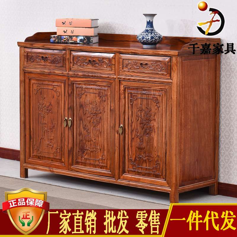 酒店榆木餐边柜木质酒柜中式家具饭店茶水柜 储物柜 古典碗橱柜