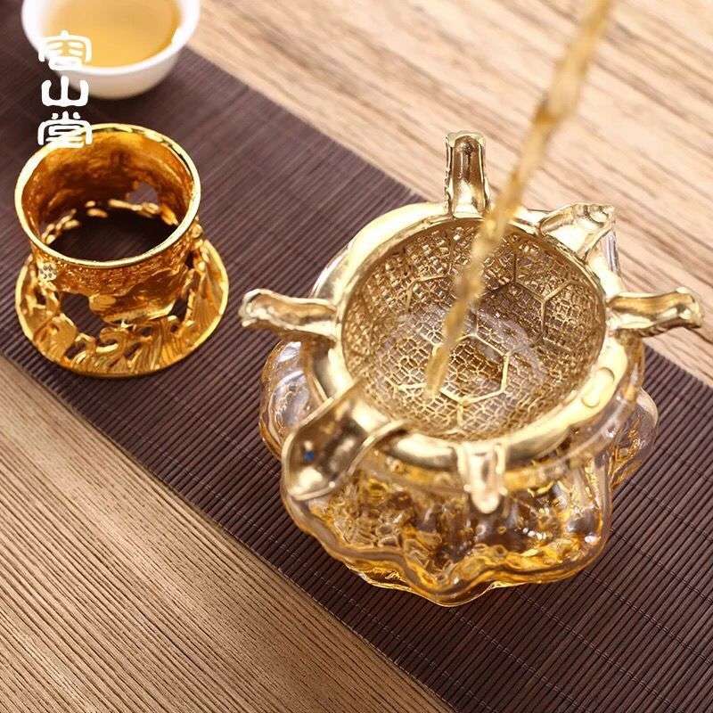 纯铜灵龟茶漏茶托架泡茶过滤网滤茶器茶过滤配件家用办公
