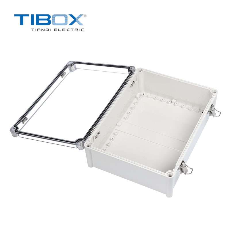 TIBOX 不锈钢铰链搭扣密封盒 可开孔外防水透明塑料接线盒