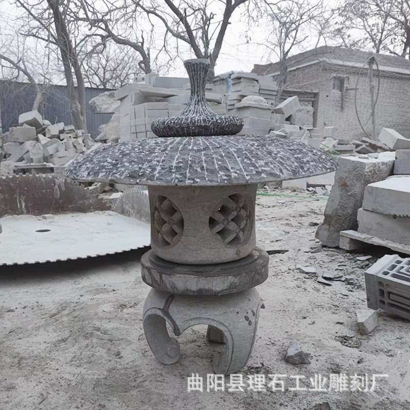石灯日式庭院石灯笼中式青石仿古太阳能草坪灯户外庭院灯造景摆件