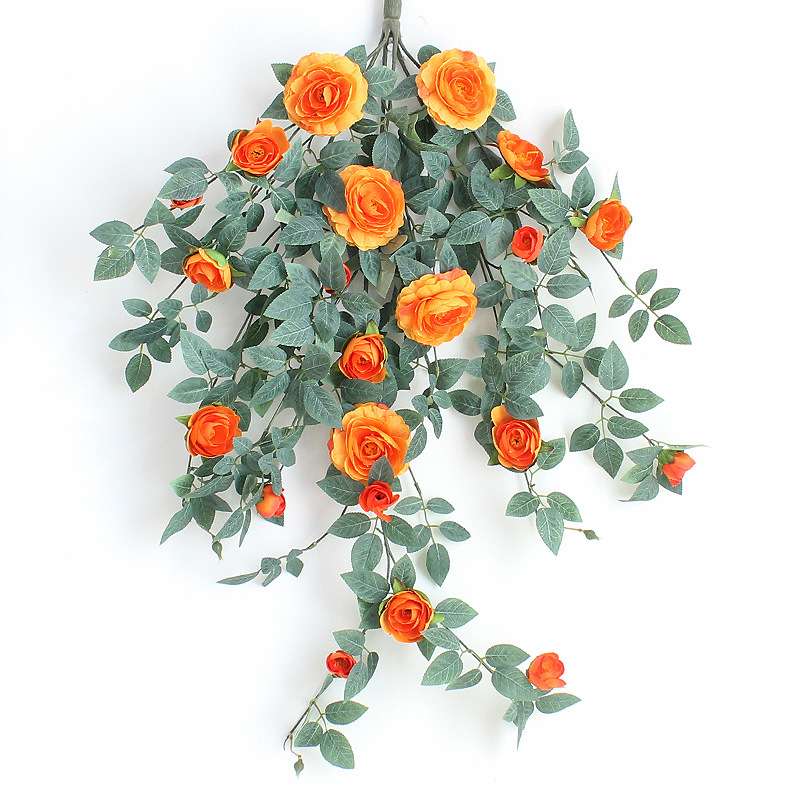 大茶花壁挂仿真花藤藤条玫瑰花藤假花藤蔓吊顶吊篮装饰花墙婚庆厂