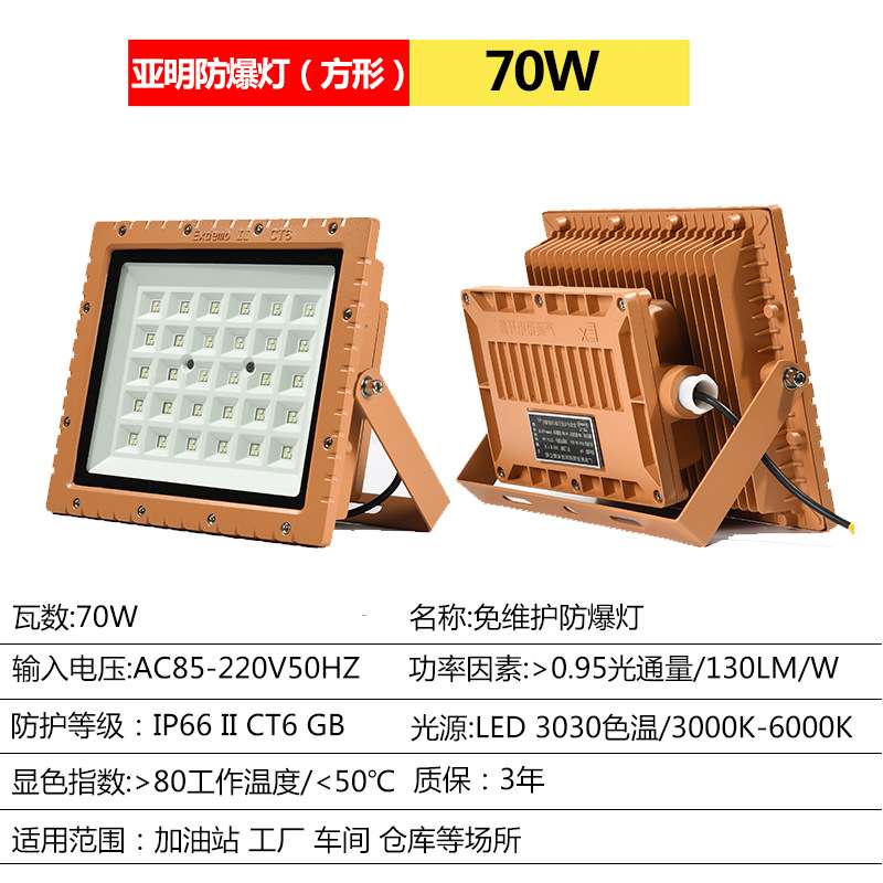 LED高亮三防灯220V投光灯50W100W150W200w加油站三防低压12V24V36