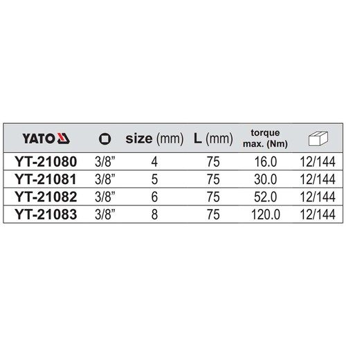 易尔拓工具 3/8“绝缘六角旋具套筒YT-21080 YT-21081 YT-21082