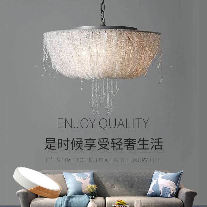 厂家美式流苏水晶客餐厅吊灯北欧复式楼梯间服装店创意别墅酒跨境