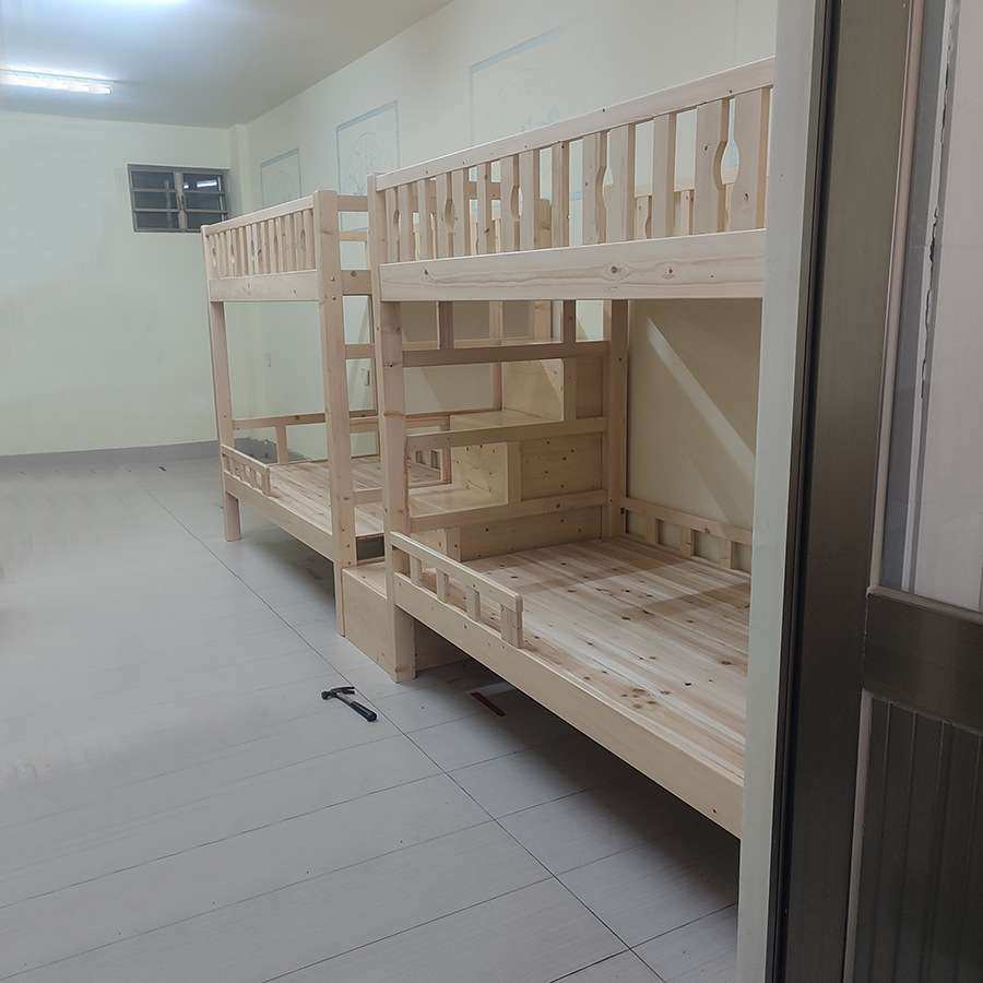 学生上下床进口松木双层床 学校工程实木床 加粗加固学生架子床铺