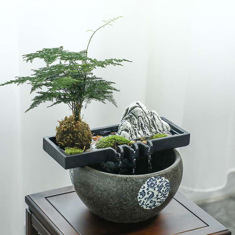 简约创意乌金石假山鱼缸循环鱼池喷水流水器水景摆件装饰造景配件