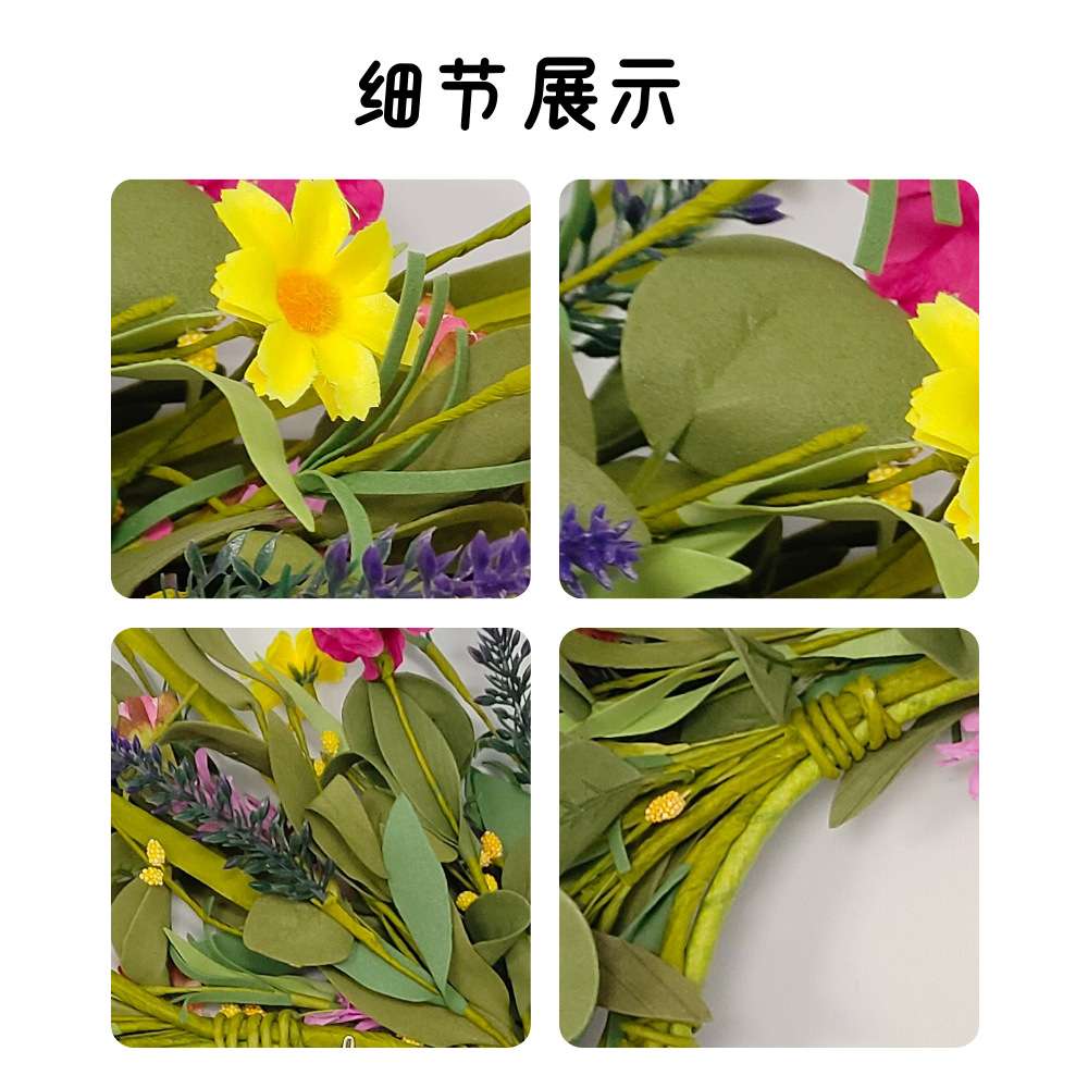 50cm仿真花环小雏菊花环门饰壁挂婚庆迎宾装饰品家居春季花环