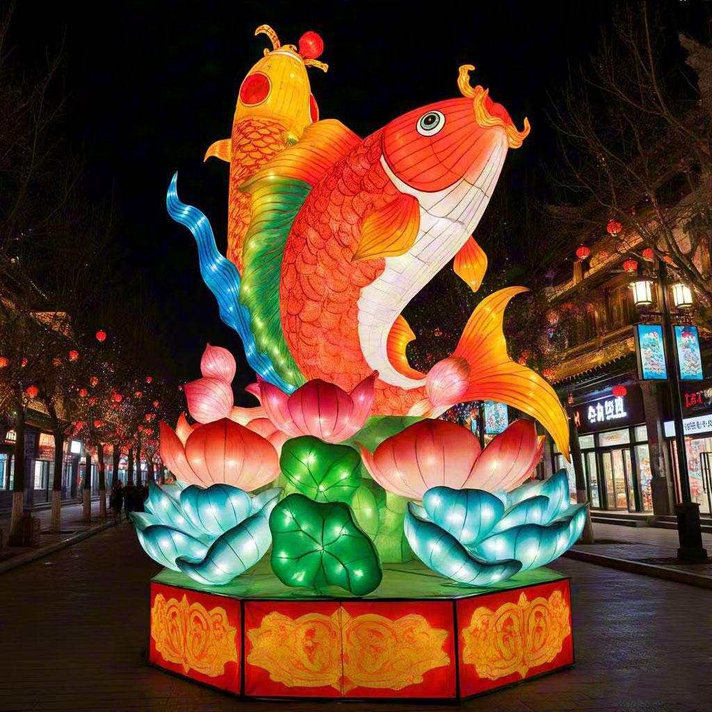 2026新年春节大型锦鲤金鱼手工灯笼创意动物鱼灯造型花灯装饰吊饰