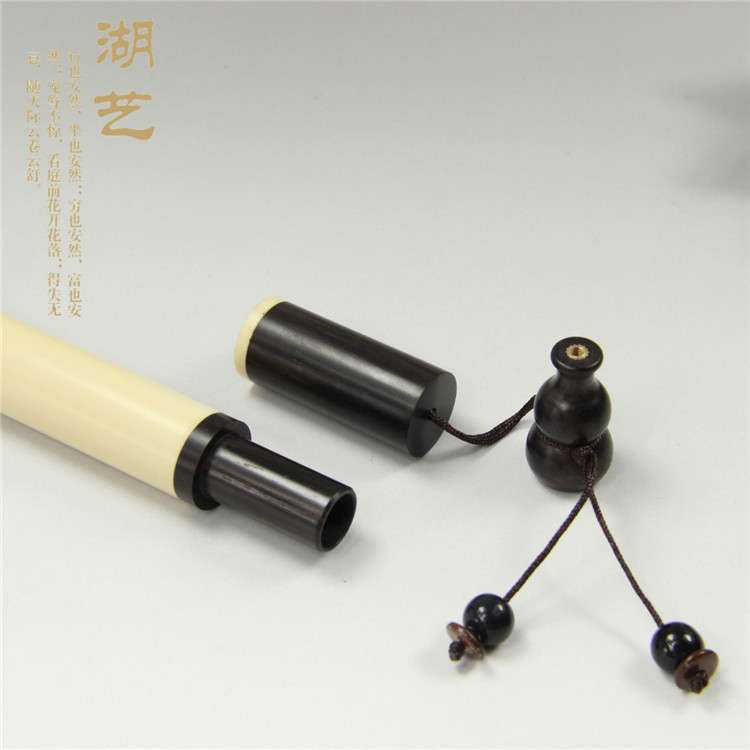 精选黑檀木仿牙拔口配小葫芦长款香筒香道香具用品厂家直销