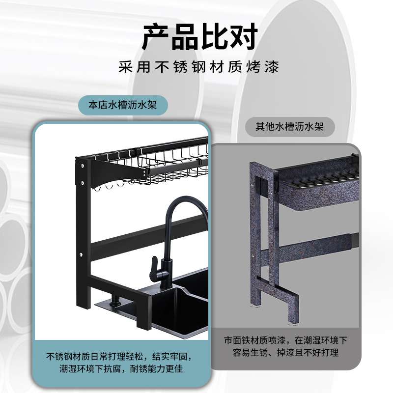 不锈钢水槽架厨房置物架沥水架子台面碗碟盘架洗碗架现代简约