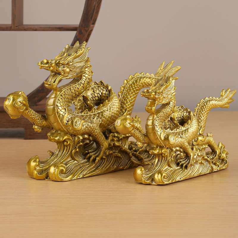 纯铜龙摆件工艺品办公室客厅龙腾四海装饰品摆件