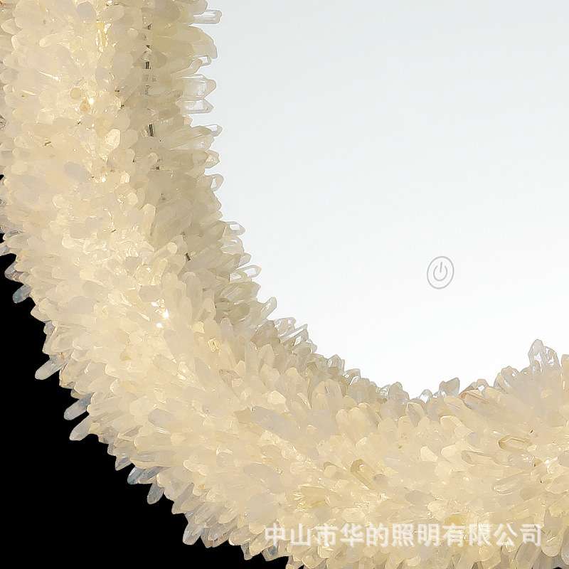 化妆镜桌面镜子轻奢高级梳妆镜带灯化妆镜壁挂天然水晶壁灯镜