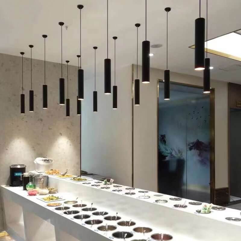 极简床头小吊灯led橱窗卫生间吊灯直筒吧台卧室餐厅灯简约吊线灯