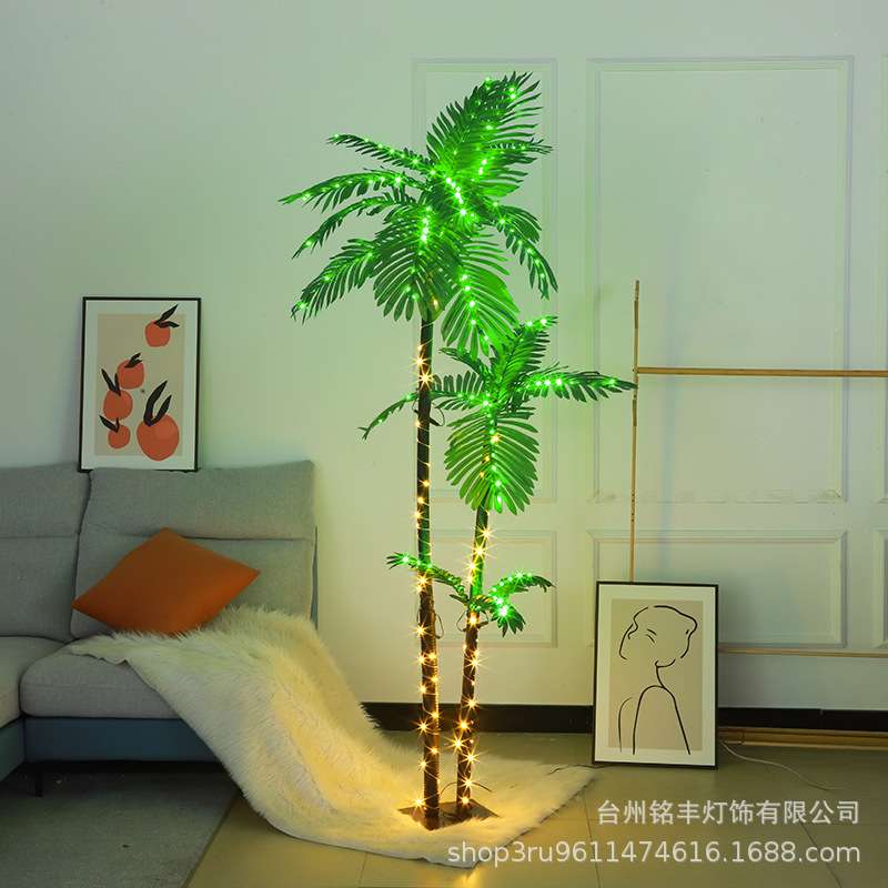 跨境新款仿真棕榈树灯户外公园商场亮化椰树灯露台庭院景观装饰灯