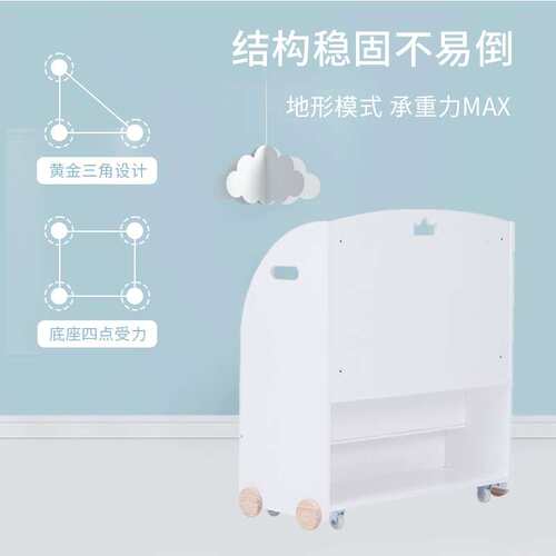 可移动儿童绘本架多功能实木阅读书报架幼儿园落地书柜收纳置物架