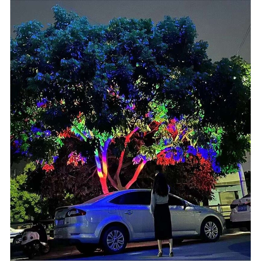 LED彩虹投光灯户外 照树灯草坪插地灯景观亮化庭院七彩彩虹灯