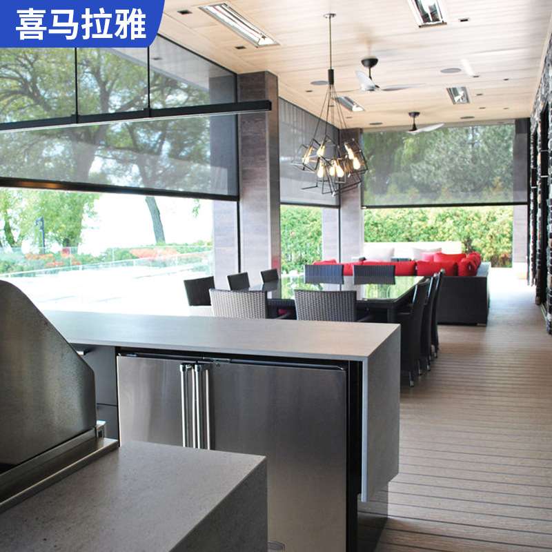 卧室客厅遮光卷帘 挡雨防蚊虫紫外线升降透气自动防风卷帘