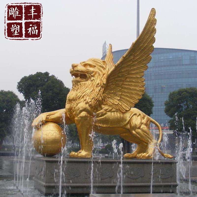 铸铜狮子厂家大型建筑入口欧式铜狮子雕塑一对户外铜飞狮走狮雕塑