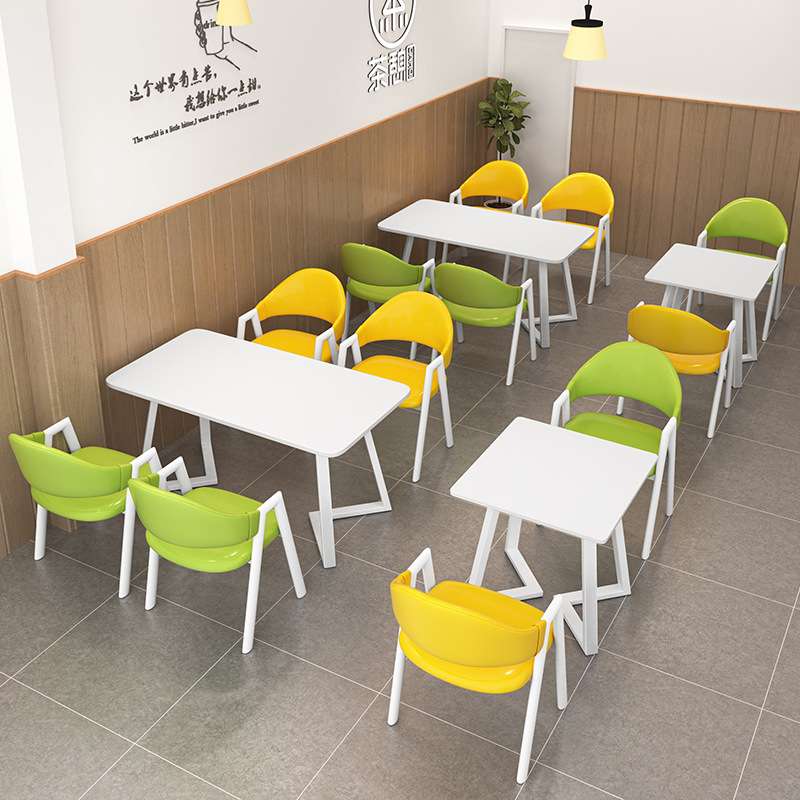 网红简约现代会客洽谈桌椅组合接待餐桌店铺咖啡厅奶茶店长方桌子